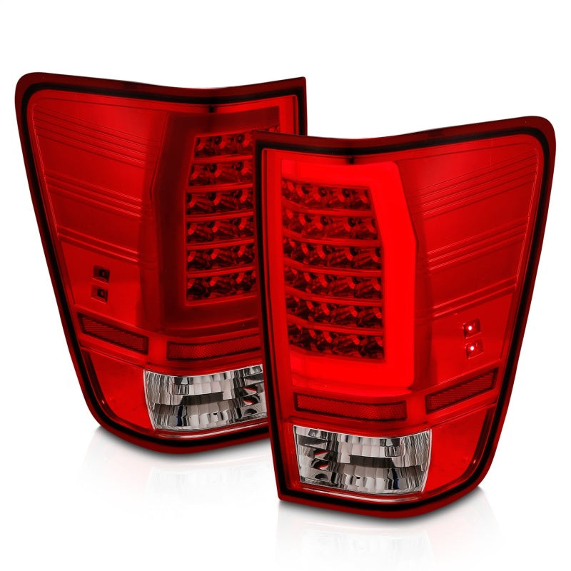 Anzo 04-15 Nissan Titan Full LED Tailights Chrome Housing Red/Clear Lens-SR1 Performance