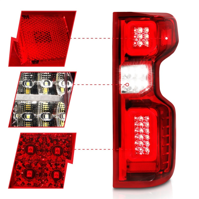 Anzo 19-21 Chevy Silverado Work Truck Full LED Tailights Chrome Housing Red Lens G2(w/C Light Bars)-SR1 Performance