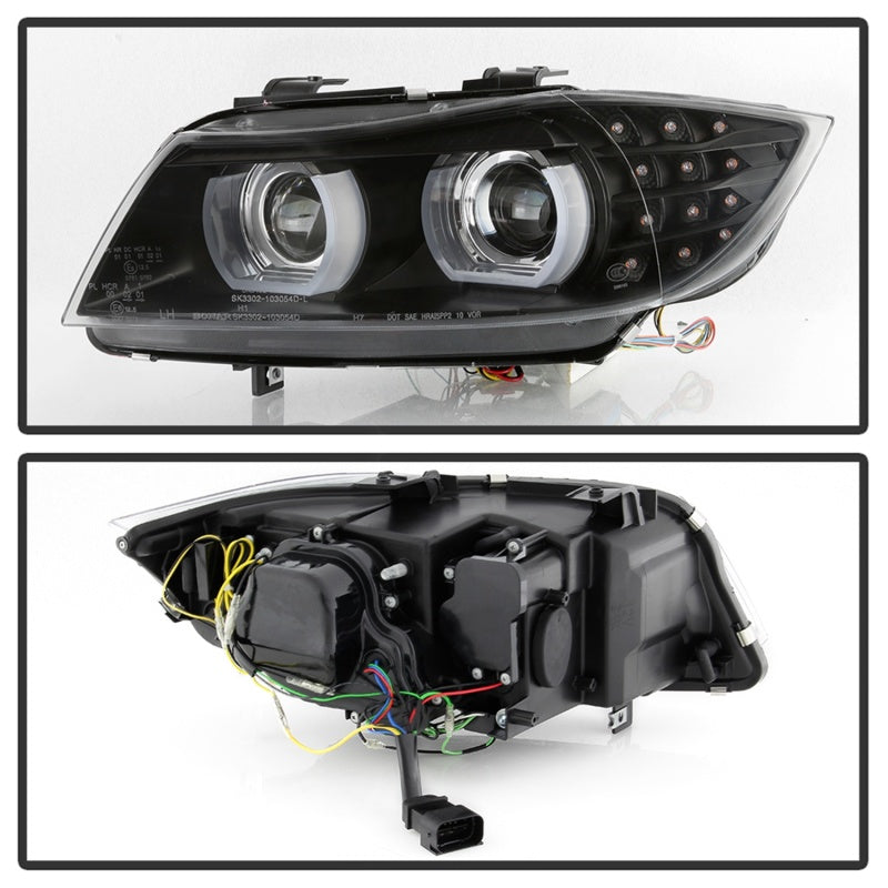 Spyder 09-12 BMW E90 3-Series 4DR Projector Headlights Halogen - LED - Black - PRO-YD-BMWE9009-BK-SR1 Performance