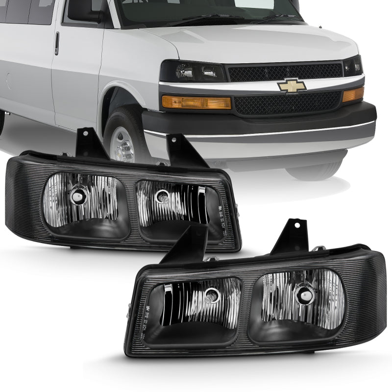 ANZO 2003-2017 Chevy Express Crystal Headlight Black-SR1 Performance