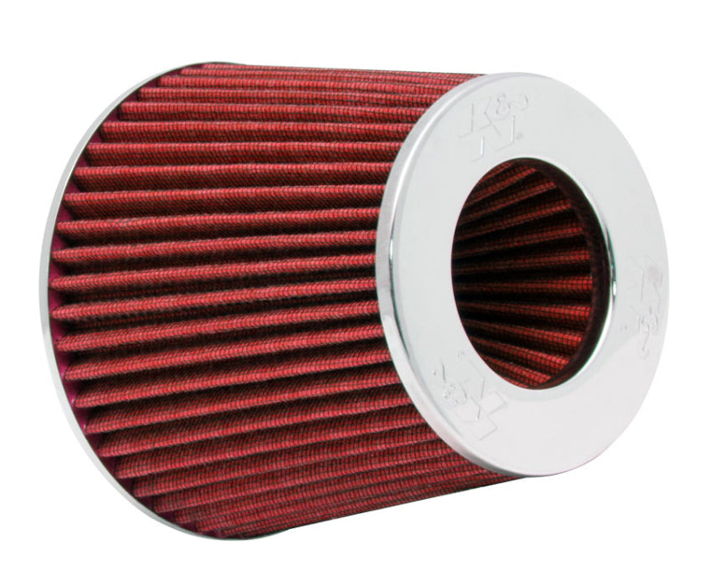 K&N Universal Air Filter Chrome Round Tapered Red - 4in Flange ID x 1.125in Flange Length x 5.5in H-SR1 Performance
