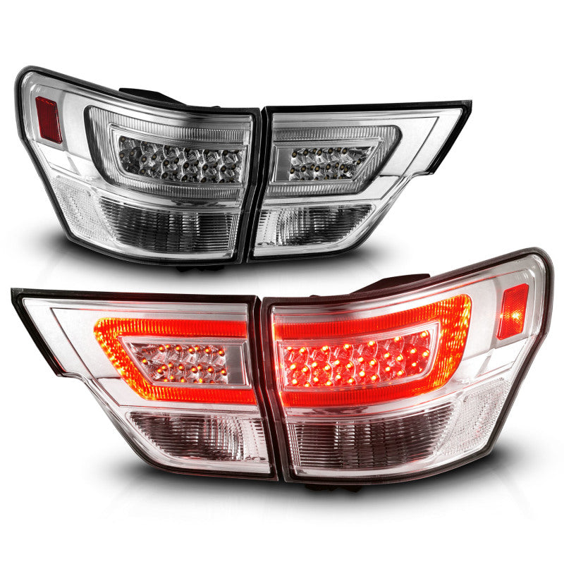 ANZO 11-13 Jeep Grand Cherokee LED Taillights w/ Lightbar Chrome Housing/Clear Lens 4pcs-SR1 Performance