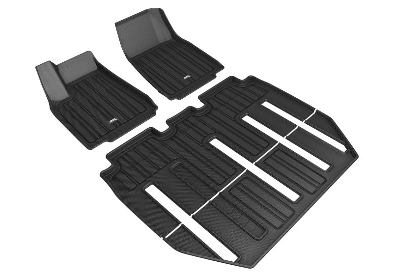3D Maxpider 17-21 Tesla Model X Folding 7-Seat Elitect 1st 2nd 3rd Row - Floor Mat Set (Black)-SR1 Performance