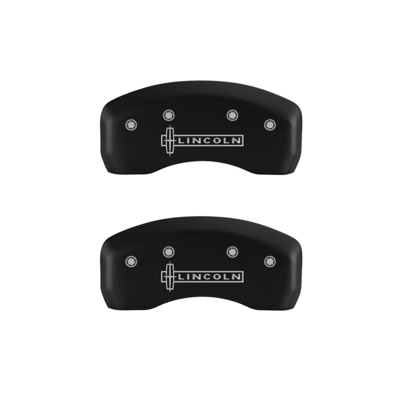 MGP 4 Caliper Covers Engraved Front & Rear Lincoln Red finish silver-SR1 Performance