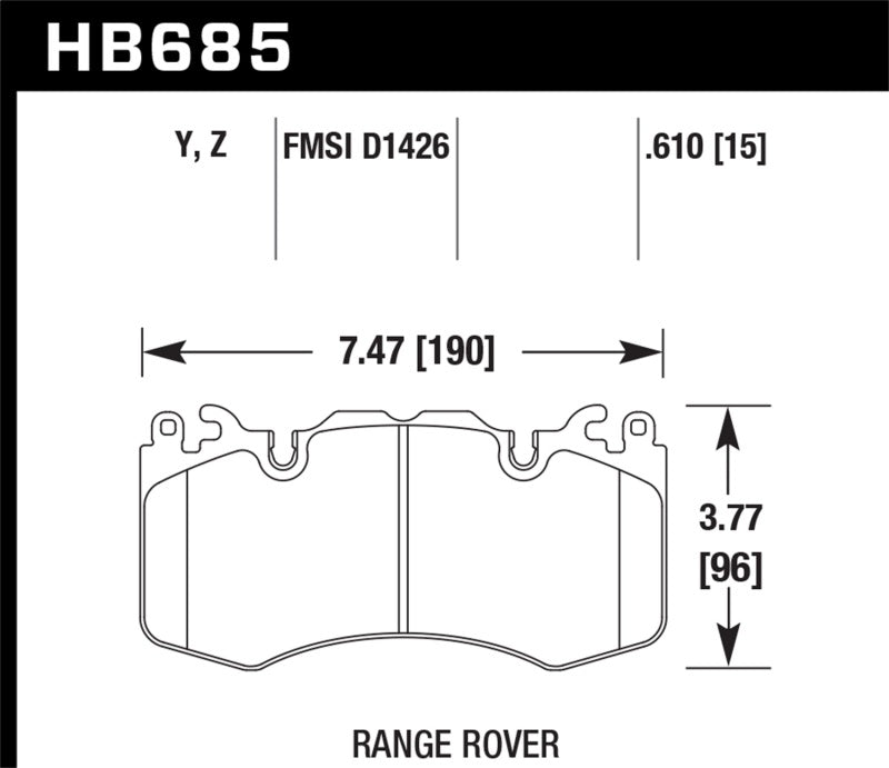 Hawk 10-11 Range Rover/Range Rover Sport Supercharged Performance Ceramic Street Front Brake Pads-SR1 Performance