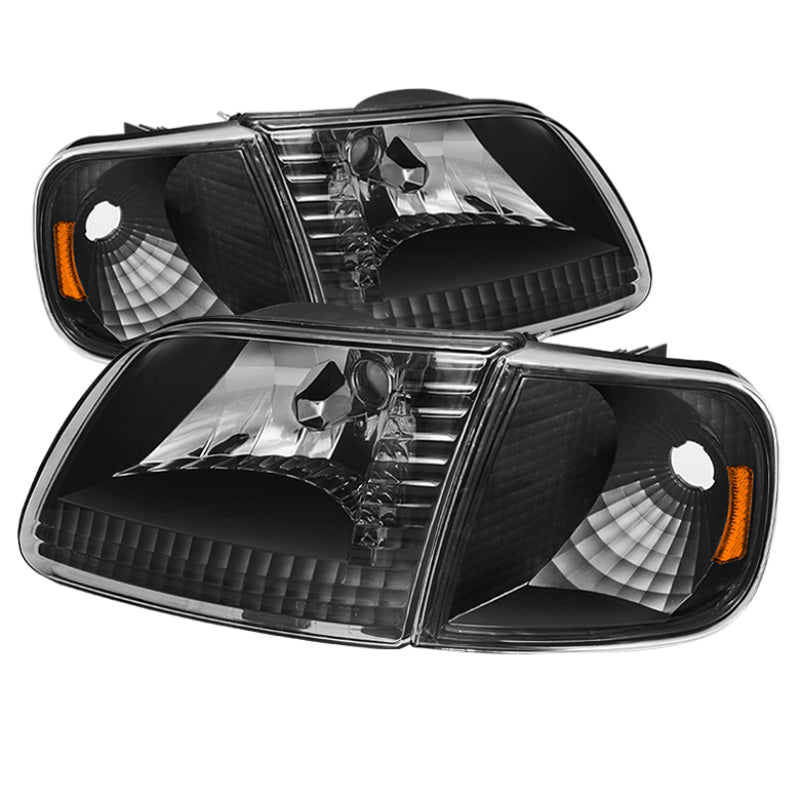 Xtune Ford F150 97-03 / Expedition 97-02 Crystal Headlights w/Corner Black HD-JH-FF15097-SET-AM-BK-SR1 Performance