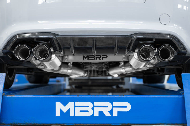 MBRP 18-22 BMW M2 Competition 3.0L T304 SS 3in Resonator-Back Exhaust Quad Rear w/ Carbon Fiber Tips-SR1 Performance