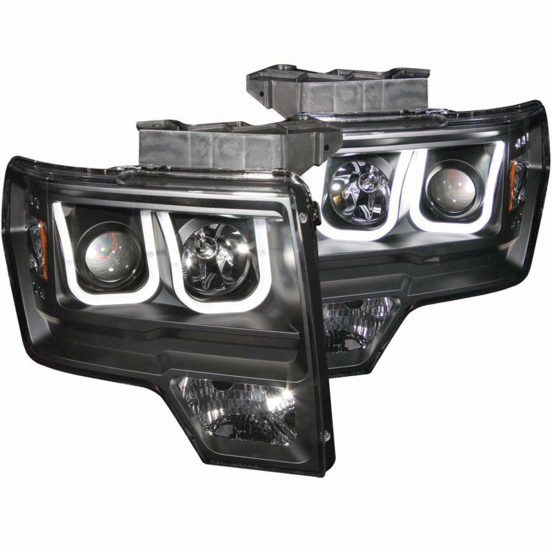 ANZO 2009-2014 Ford F-150 Projector Headlights w/ U-Bar Black-SR1 Performance