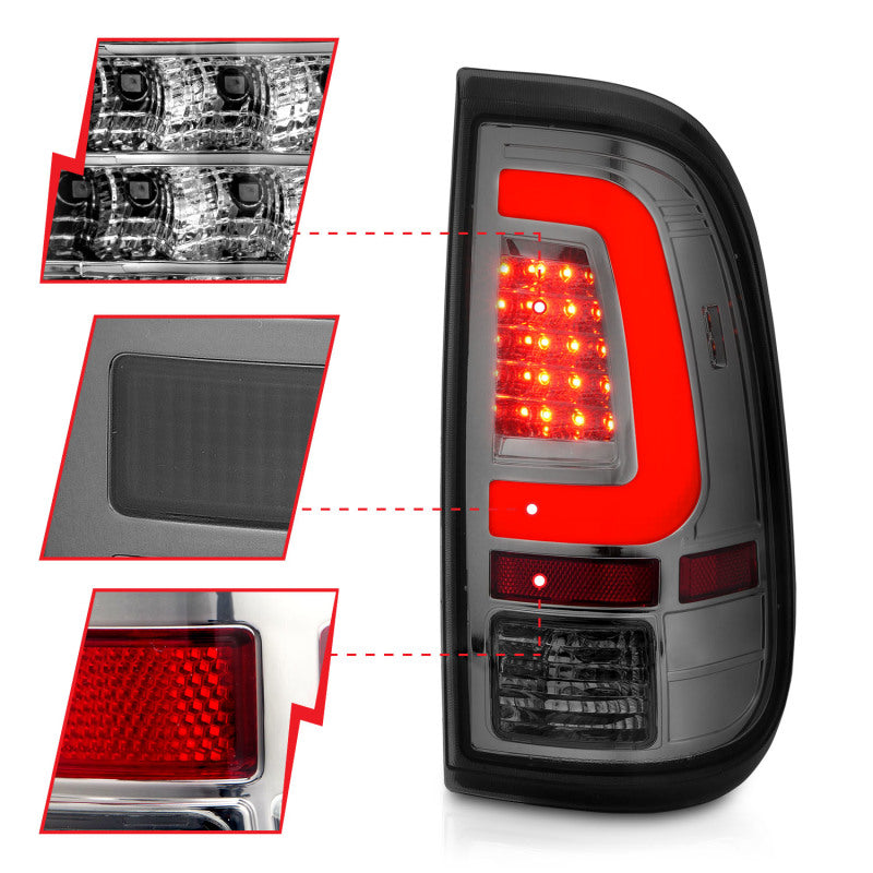 ANZO 2008-2016 Ford F-250 LED Taillights Chrome Housing Smoke Lens (Pair)-SR1 Performance