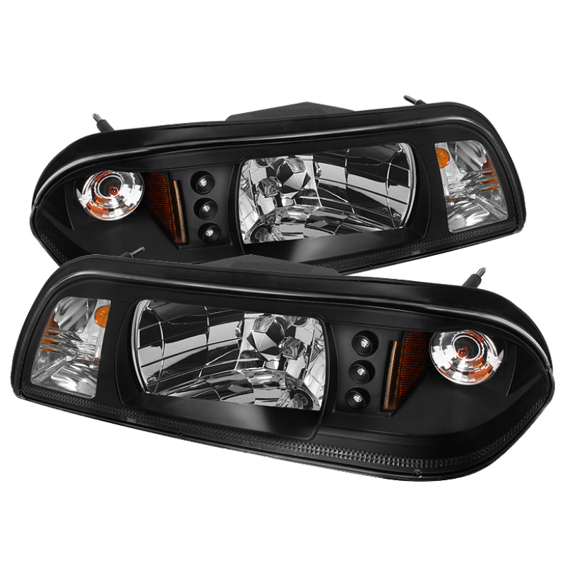 Spyder Ford Mustang 87-93 1PC LED (Replaceable LEDs)Crystal Headlights Black HD-YD-FM87-1PC-LED-BK-SR1 Performance