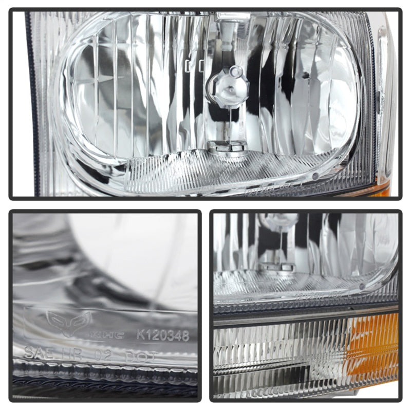Xtune Ford F250/350/450 Superduty 99-04 Crystal Headlights w/ Bumper Lights HD-JH-FF25099-AM-C-SR1 Performance