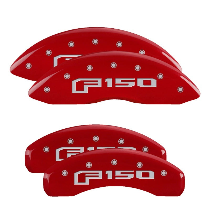 MGP 4 Caliper Covers Engraved Front & Rear F-150 Logo Red Finish Silver Char 2021 Ford F-150-SR1 Performance