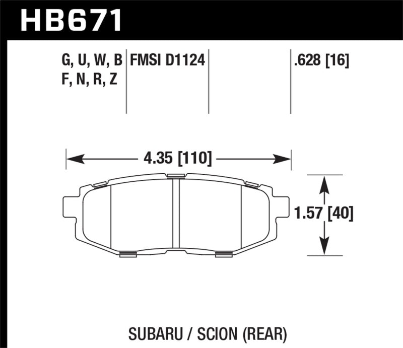 Hawk 13 Scion FR-S / 13 Subaru BRZ/10-12 Legacy 2.5 GT/3.6R DTC-70 Race Rear Brake Pads-SR1 Performance