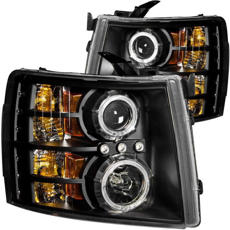 ANZO 2007-2013 Chevrolet Silverado 1500 Projector Headlights w/ Halo Black-SR1 Performance