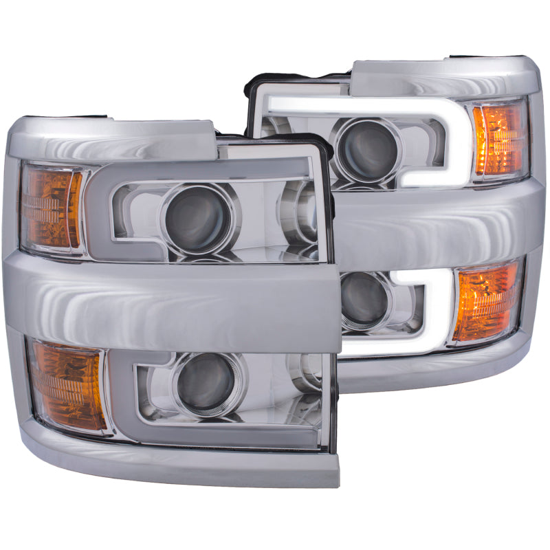 ANZO Projector Headlights 15-17 Chevrolet Silverado 2500HD / 3500HD Chrome w/ Chrome Rim-SR1 Performance