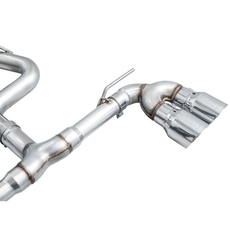 AWE MK8 Volkswagen Golf R 3in Track Edition Quad Exhaust - Chrome Silver Tips-SR1 Performance