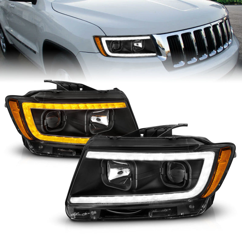 ANZO 11-13 Jeep Grand Cherokee (Factory Halogen Only) Projector Headlights w/Light Bar Swtchbk Black-SR1 Performance