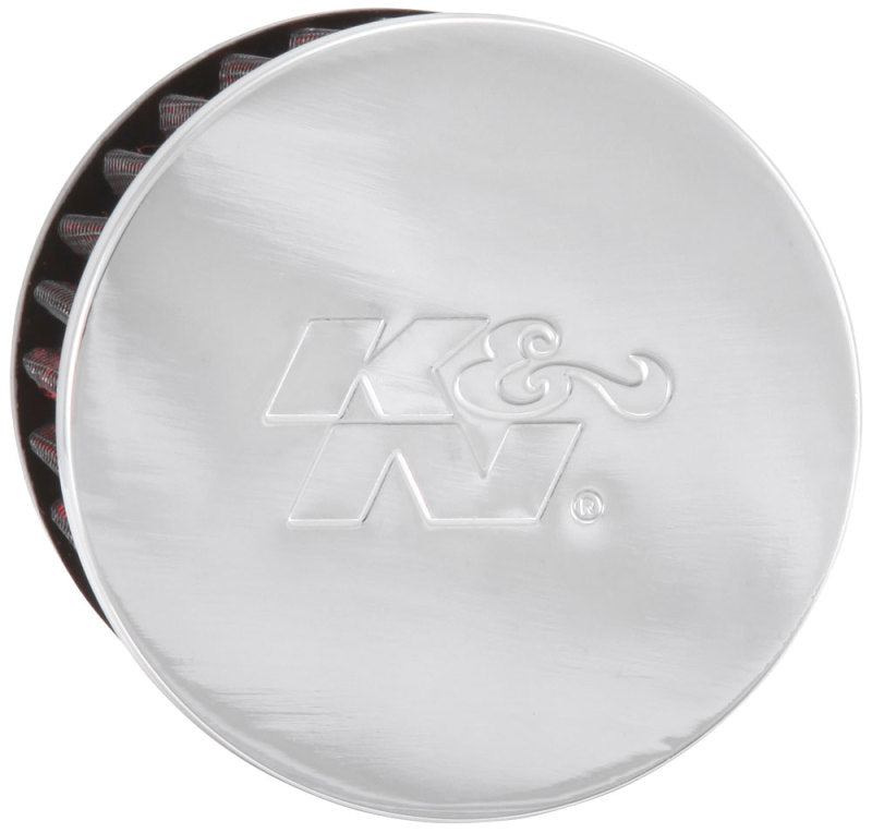 K&N 1.75in Flange ID x 3in OD x 2.5in H Chrome Finish Rubber Base Crankcase Vent Filter-SR1 Performance
