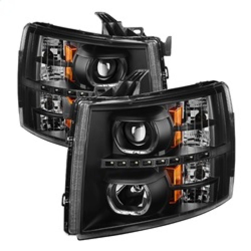 Xtune Chevy Silverado 1500/2500/3500 07-13 LED Halo Projector Headlights Black PRO-JH-CSIL07-CFB-BK-SR1 Performance