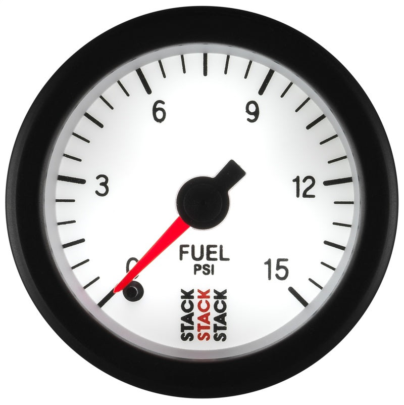 Autometer Stack 52mm 0-15 PSI 1/8in NPTF Male Pro Stepper Motor Fuel Pressure Gauge - White-SR1 Performance