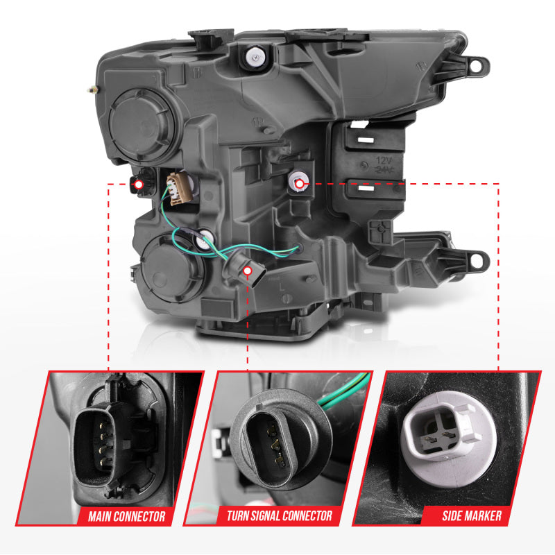 ANZO 2018-2020 Ford F-150 Projector Headlight w/Plank Style Switchback Chrome Housing-SR1 Performance