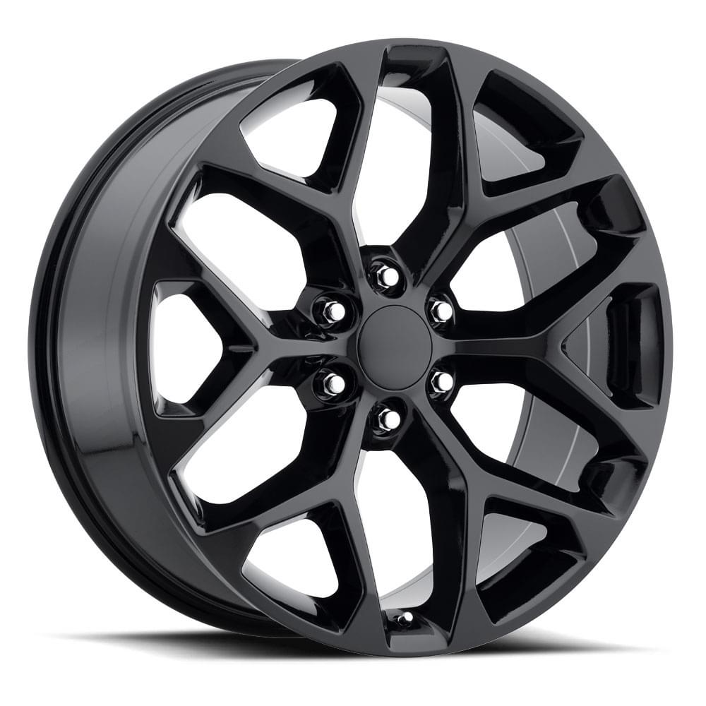 22X9 6X5.5 +24 HB 78.1 2014 CHEVY SNOWFLAKE GLOSS BLACK WITH CAP-SR1 Performance
