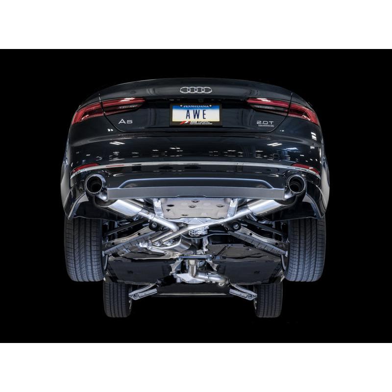 AWE Tuning Audi B9 A5 Touring Edition Exhaust Dual Outlet - Chrome Silver Tips (Includes DP)-SR1 Performance