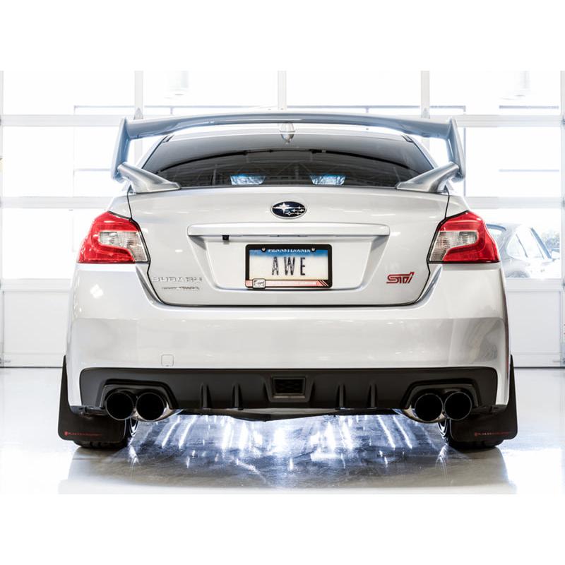 AWE Tuning Subaru STI VA / WRX GV / STI GV Sedan Touring Edition Exhaust - Diamond Black Tip (102mm)-SR1 Performance
