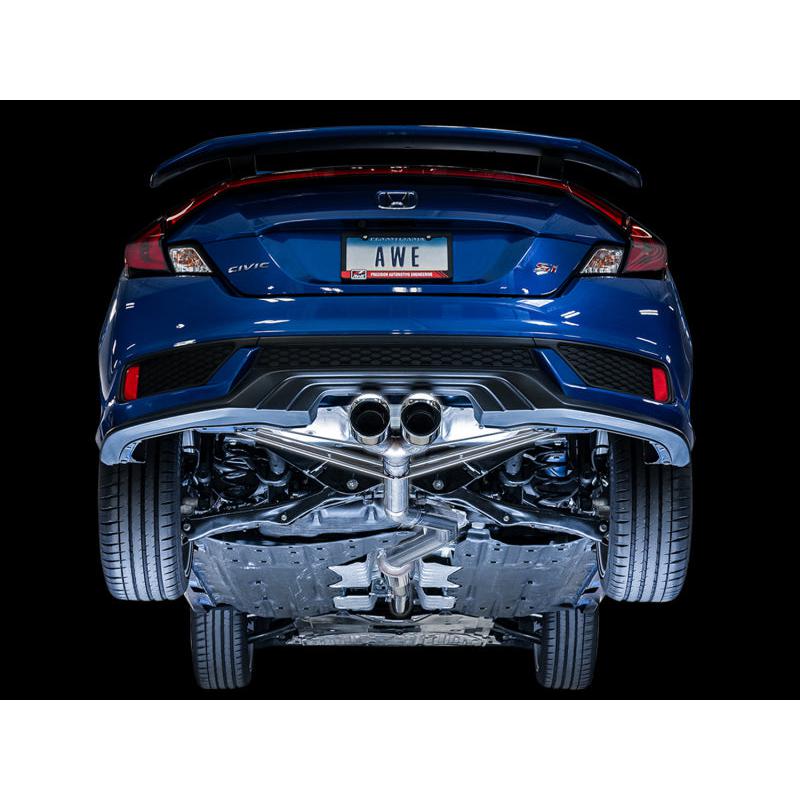 AWE Tuning 2016+ Honda Civic Si Track Edition Exhaust w/Front Pipe & Dual Chrome Silver Tips-SR1 Performance