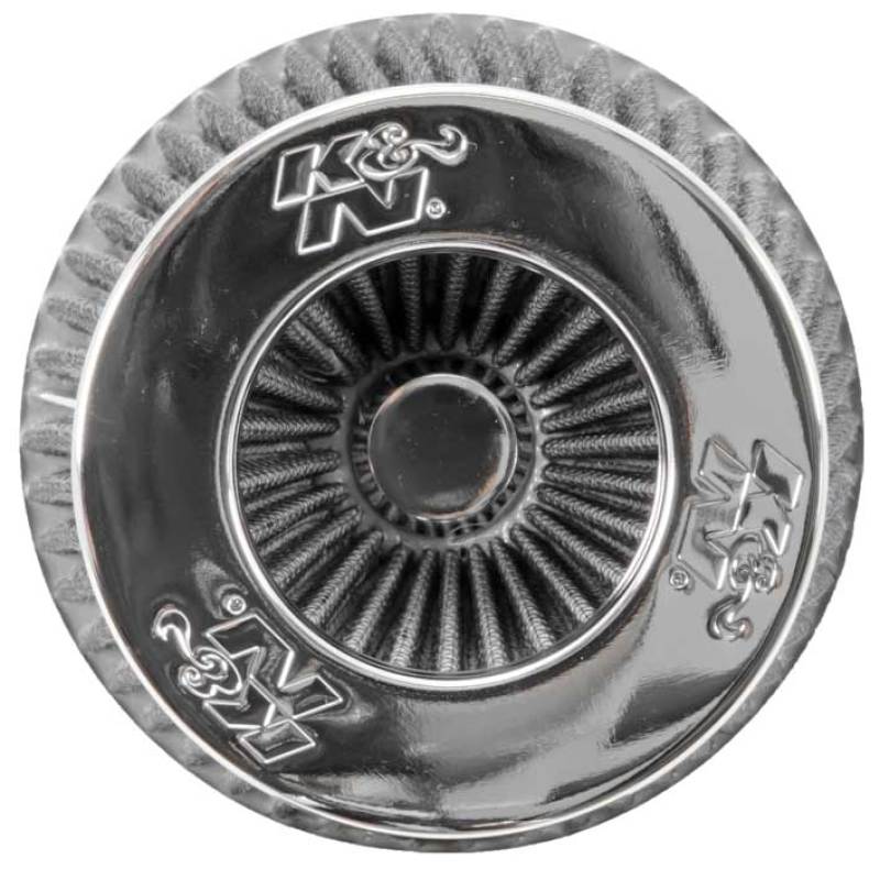 K&N Universal Filter Chrome Round Tapered White - 4in Flange ID x 1.125in Flange Length x 5.5in H-SR1 Performance