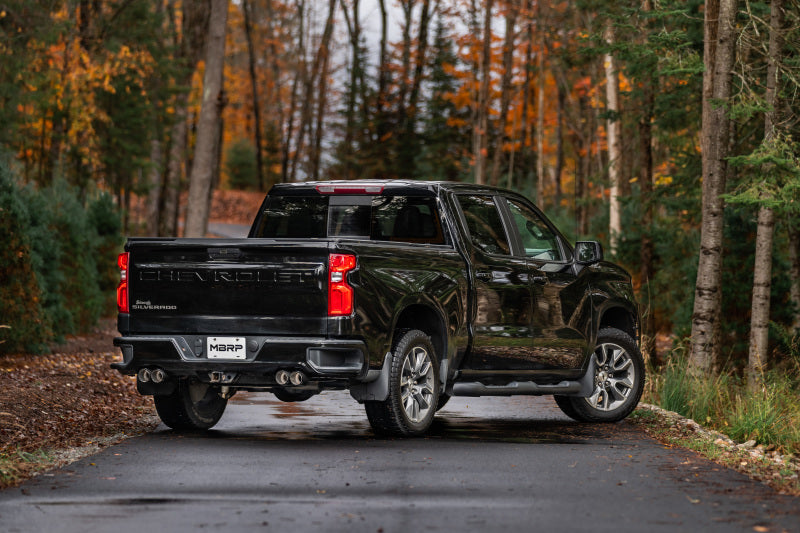 MBRP 19-21 Chevy Silverado 1500 6.2L 2.5in Dual Split Rear Cat Back w/ Quad Carbon Fiber Tips- T304-SR1 Performance