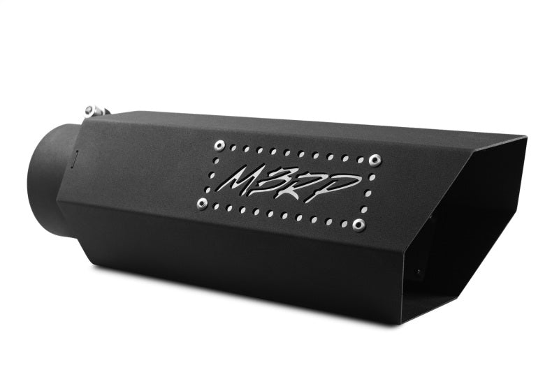 MBRP Universal Hex Tip 4in Inlet 16in Length w/ Logo - Black Coated-SR1 Performance