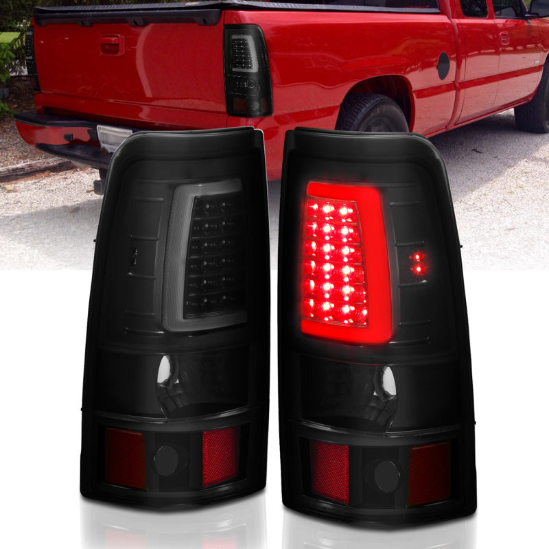 ANZO 2003-2006 Chevy Silverado 1500 LED Taillights Plank Style Black w/Smoke Lens-SR1 Performance
