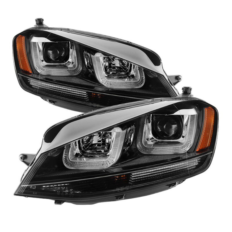 Spyder Volkswagen Golf VII 14-16 Projector Headlights DRL LED Blk Stripe Blk PRO-YD-VG15-BLK-DRL-BK-SR1 Performance