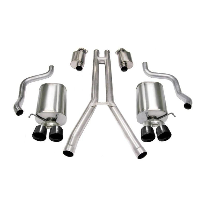 Corsa 2004-2008 Cadillac XLR 4.6L 25in Cat-Back Dual Rear w Twin 35in Black Pro-Series Tips-SR1 Performance