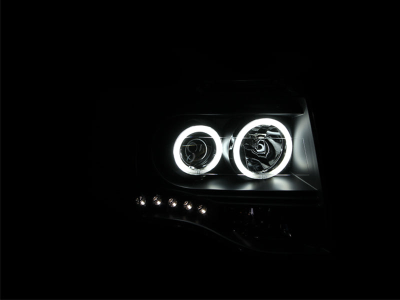 ANZO 2007-2014 Ford Expedition Projector Headlights w/ Halo Black-SR1 Performance
