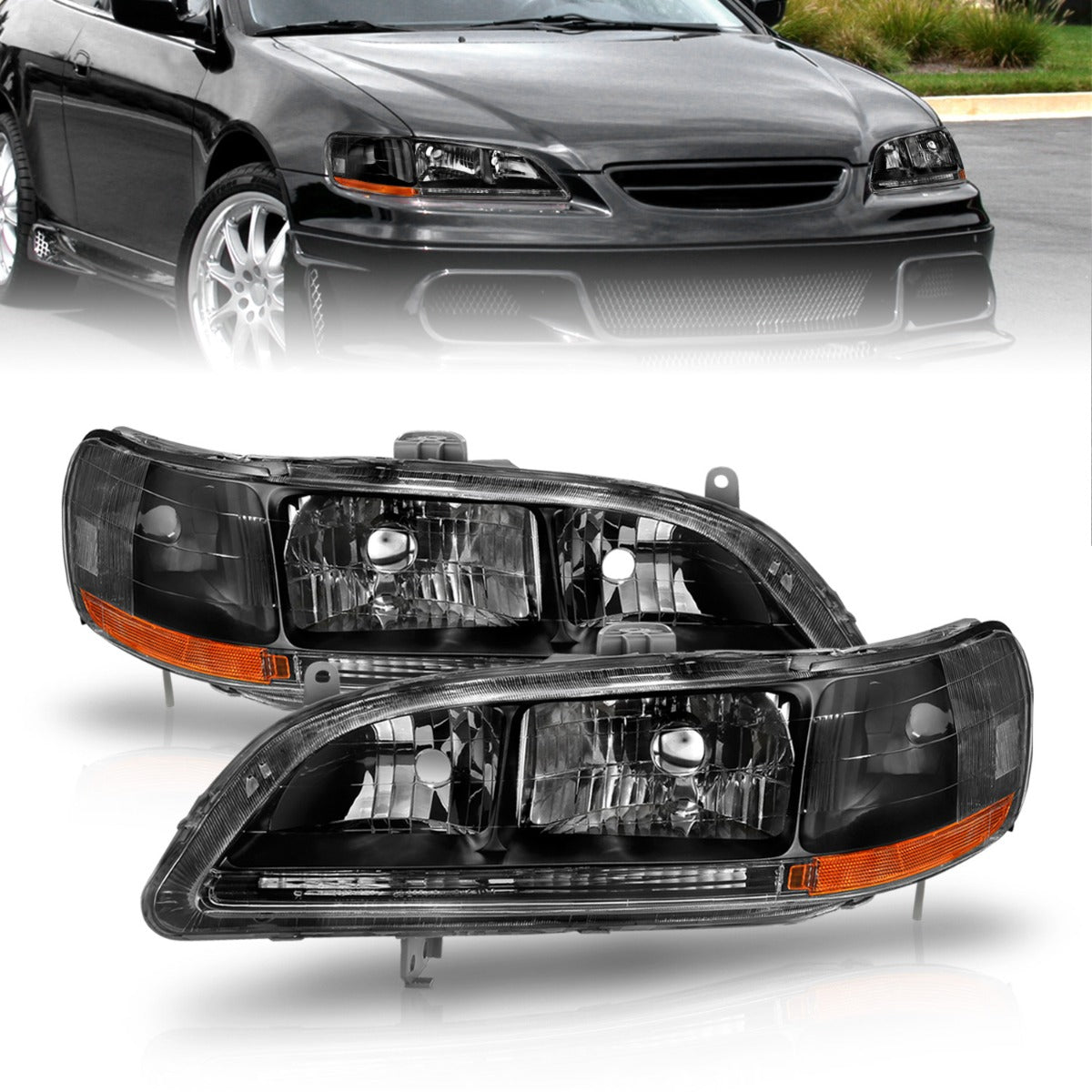 HONDA ACCORD 98-02 CRYSTAL HEADLIGHTS BLACK