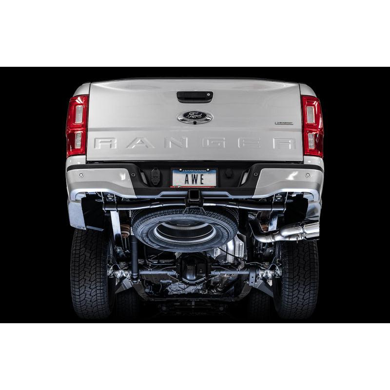 AWE Tuning 2019+ Ford Ranger 0FG Performance Exhaust System w/Chrome Silver Tips & Bash Guard-SR1 Performance