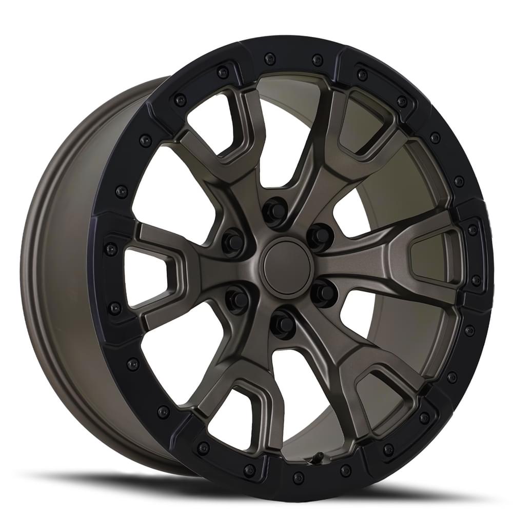 20X9 6X135 +20 HB 87.1 BRONCO REPLICA SATIN BRONZE/ SATIN BLACK RING WITH CAP-SR1 Performance