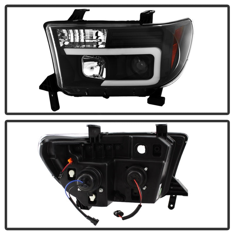 Spyder 08-13 Toyota Sequoia Projector Headlights - Light Bar DRL - Black PRO-YD-TTU07V2-LB-BK-SR1 Performance