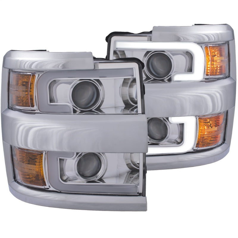 ANZO Projector Headlights 15-17 Chevrolet Silverado 2500HD / 3500HD Chrome w/ Chrome Rim-SR1 Performance