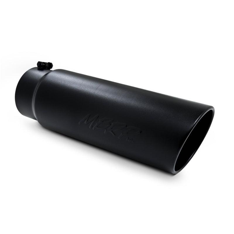 MBRP Universal Tip 6in OD Angled Rolled End 5in Inlet 18in Lgth Black Finish Exhaust-SR1 Performance