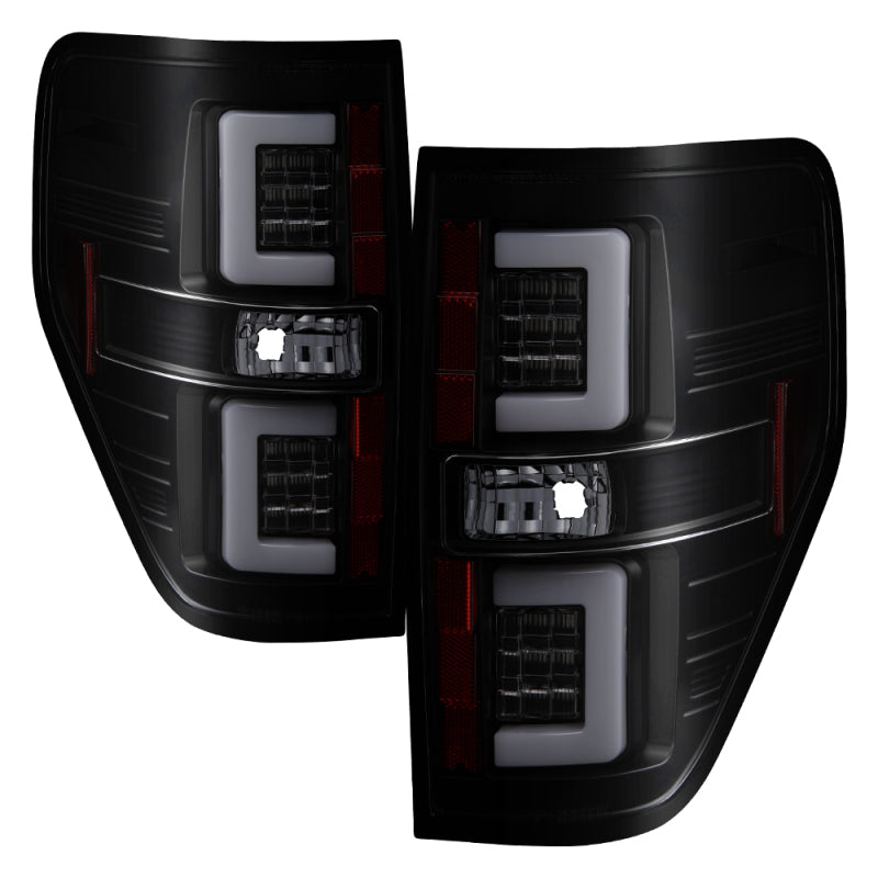 Spyder 09-14 Ford F150 V2 Light Bar LED Tail Lights - Blk Smoke (ALT-YD-FF15009V2-LBLED-BSM)-SR1 Performance