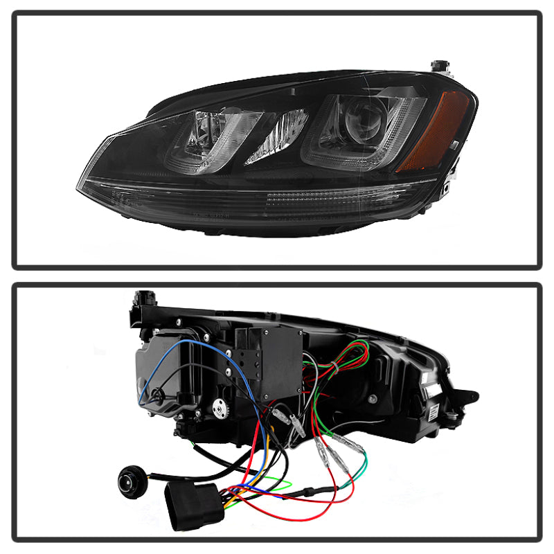 Spyder Volkswagen Golf VII 14-16 Projector Headlights DRL LED Blk Stripe Blk PRO-YD-VG15-BLK-DRL-BK-SR1 Performance