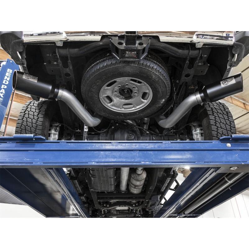 aFe LARGE Bore HD 4in Dual DPF-Back SS Exhaust w/Black Tip 16-17 GM Diesel Truck V8-6.6L (td) LML-SR1 Performance