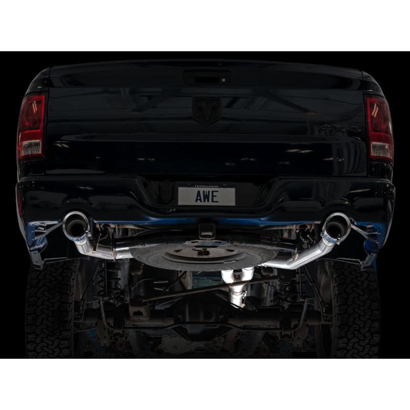 AWE Tuning 09-18 RAM 1500 5.7L (w/Cutouts) 0FG Dual Rear Exit Cat-Back Exhaust - Chrome Silver Tips-SR1 Performance