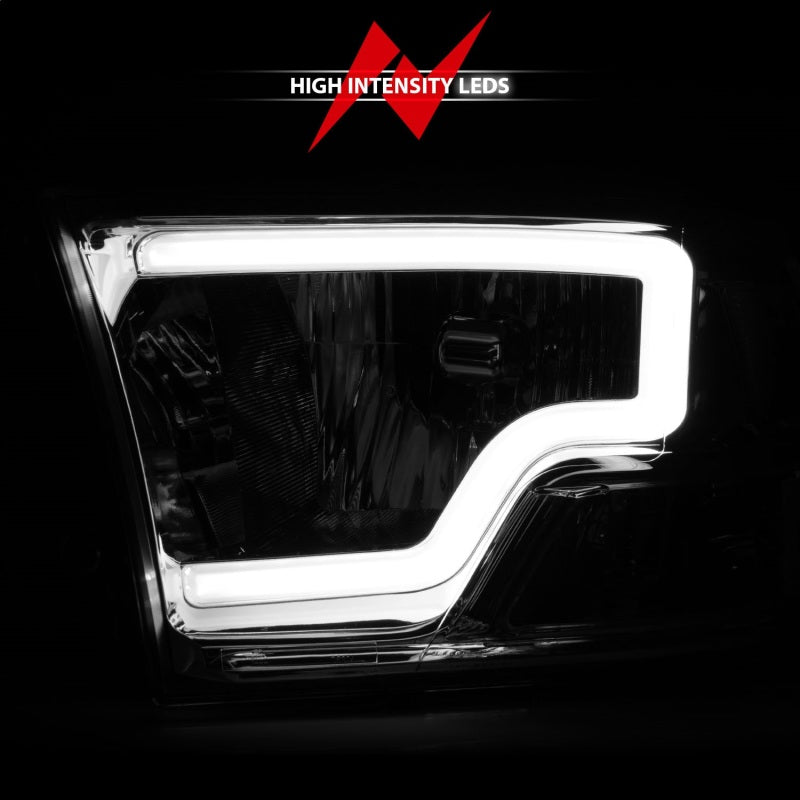ANZO 2009-2018 Dodge Ram Crystal Headlights with Light Bar, Chrome Housing and Clear Lenses