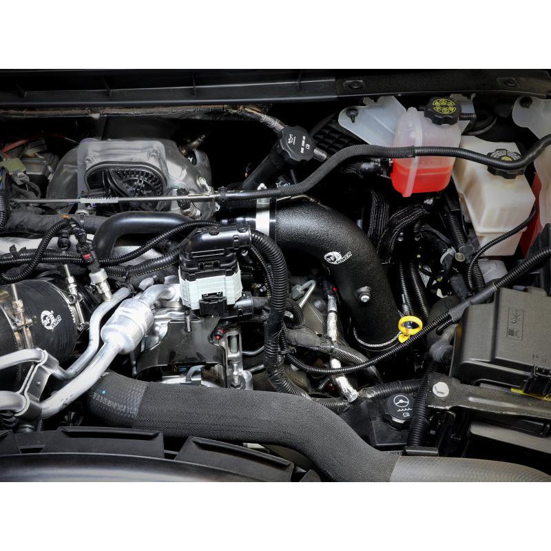 aFe 2024 GM Diesel Trucks V8 6.6L L5P BladeRunner Aluminum 3in Hot & 3.5in Cold Charge Pipe - Black-SR1 Performance