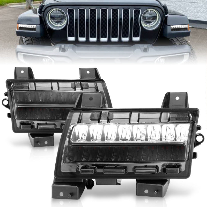 ANZO 2018-2021 Jeep Wrangler LED Side Markers Chrome Housing Smoke Lens w/ Seq. Signal Sport Bulb-SR1 Performance