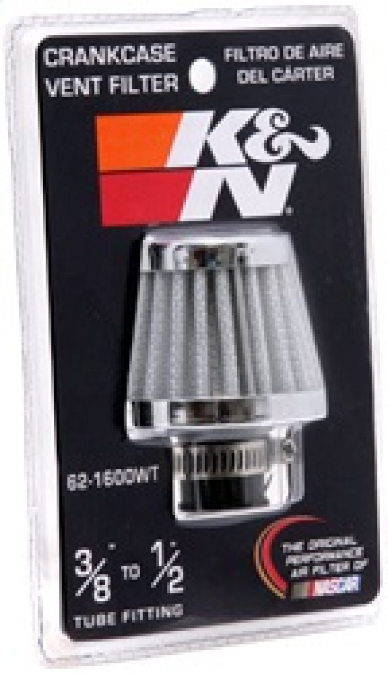 K&N 2in Base OD x .375in Flange ID x 1.75in H Rubber Base Crankcase Vent Filter - White-SR1 Performance